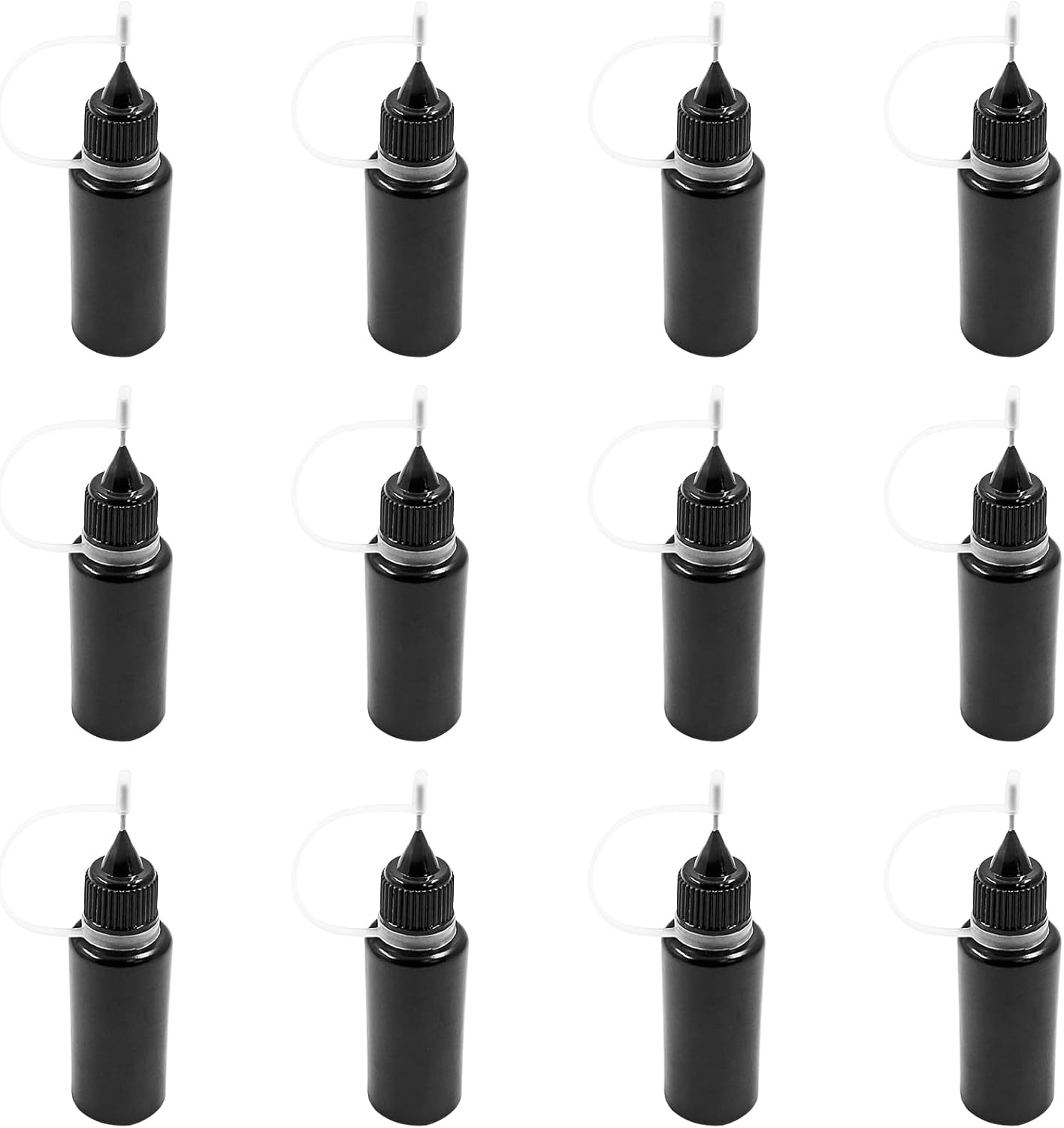 Hordion 12Pcs 0.5 Oz/ 15ml Black Precision Tip Applicator Bottle, 10ml Glue Appl
