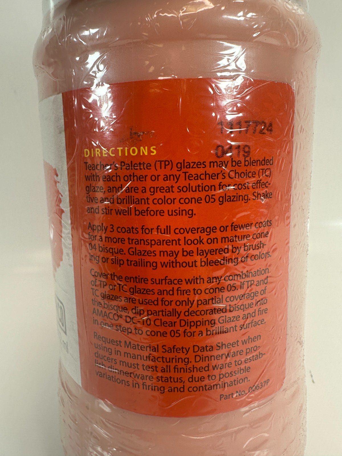 Amaco 36616T Teachers Palette Gloss Glaze – “Carrott” 16 fl.oz. Sealed Top