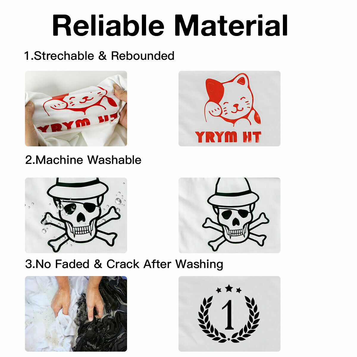 HTVRONT Heat Transfer Vinyl for T-shirt 12”x10′ PU HTV Iron Vinyl Stretchable