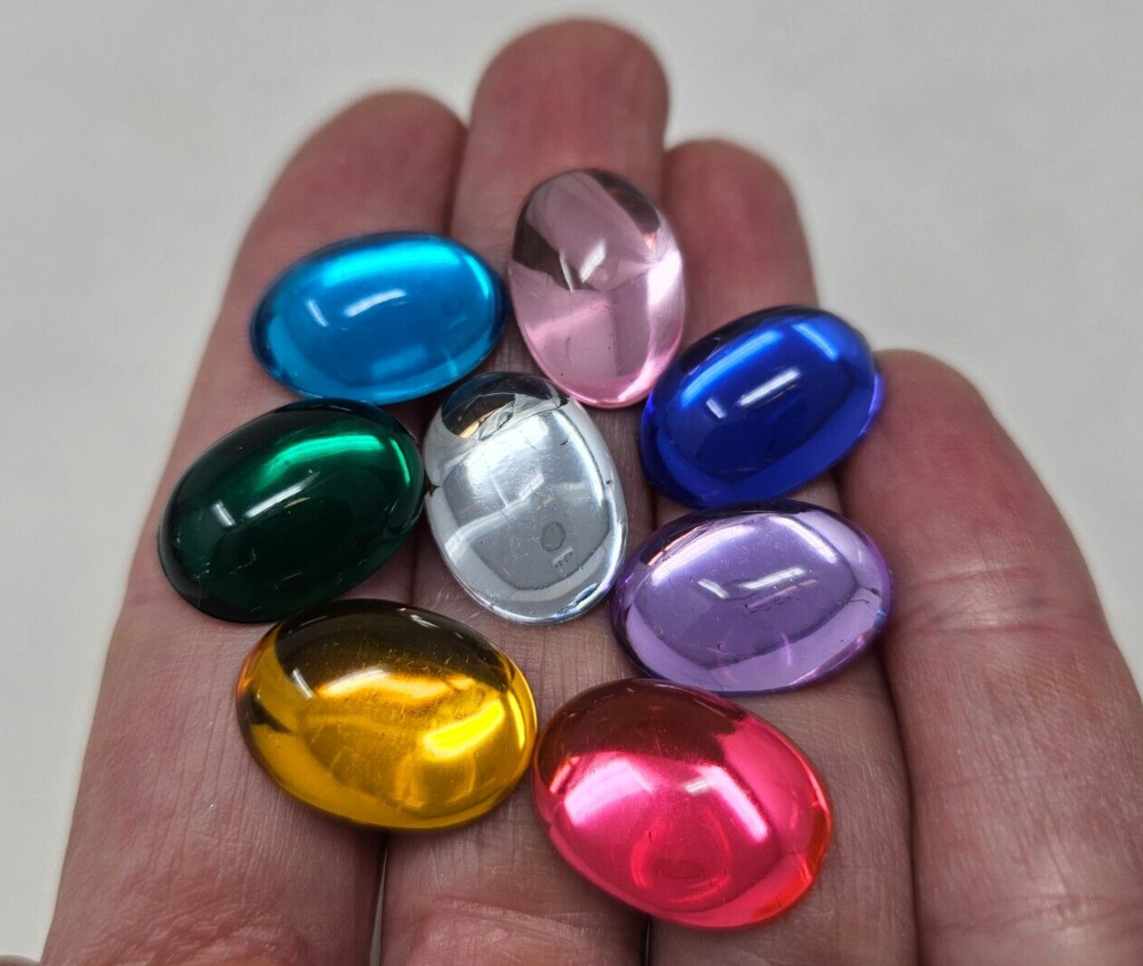 100 pcs Large 13x18mm Oval Assorted Glue On Smooth Rhinestones Craft Jewels VTG