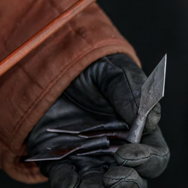 Hand forged Ancient Medieval Viking Iron Arrowheads, 5 piece