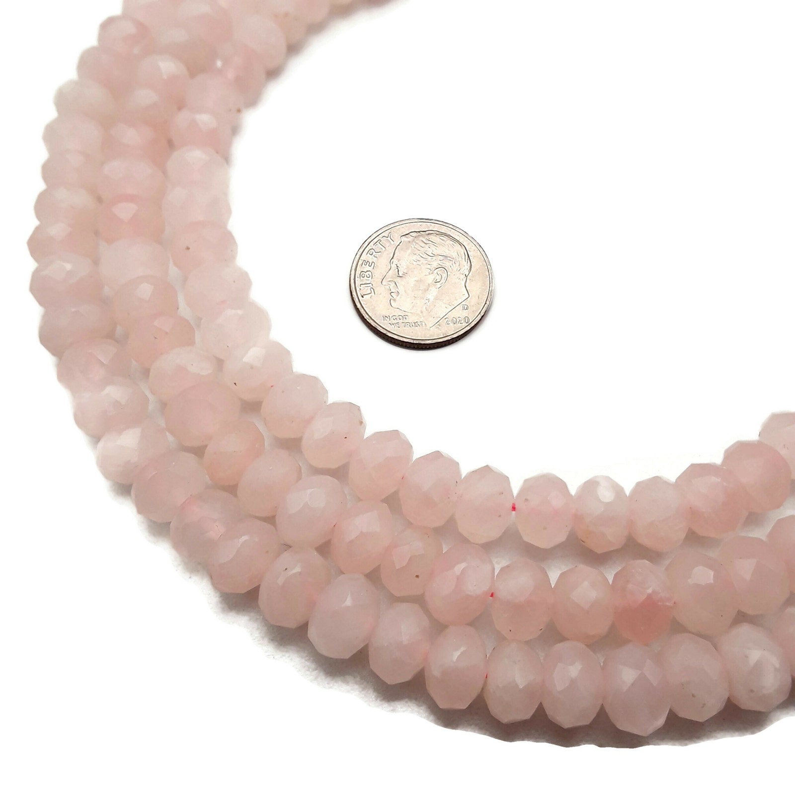 Rose Quartz Hard Cut Faceted Rondelle Beads Size 5x8mm 15.5” Strand (5x8mm)