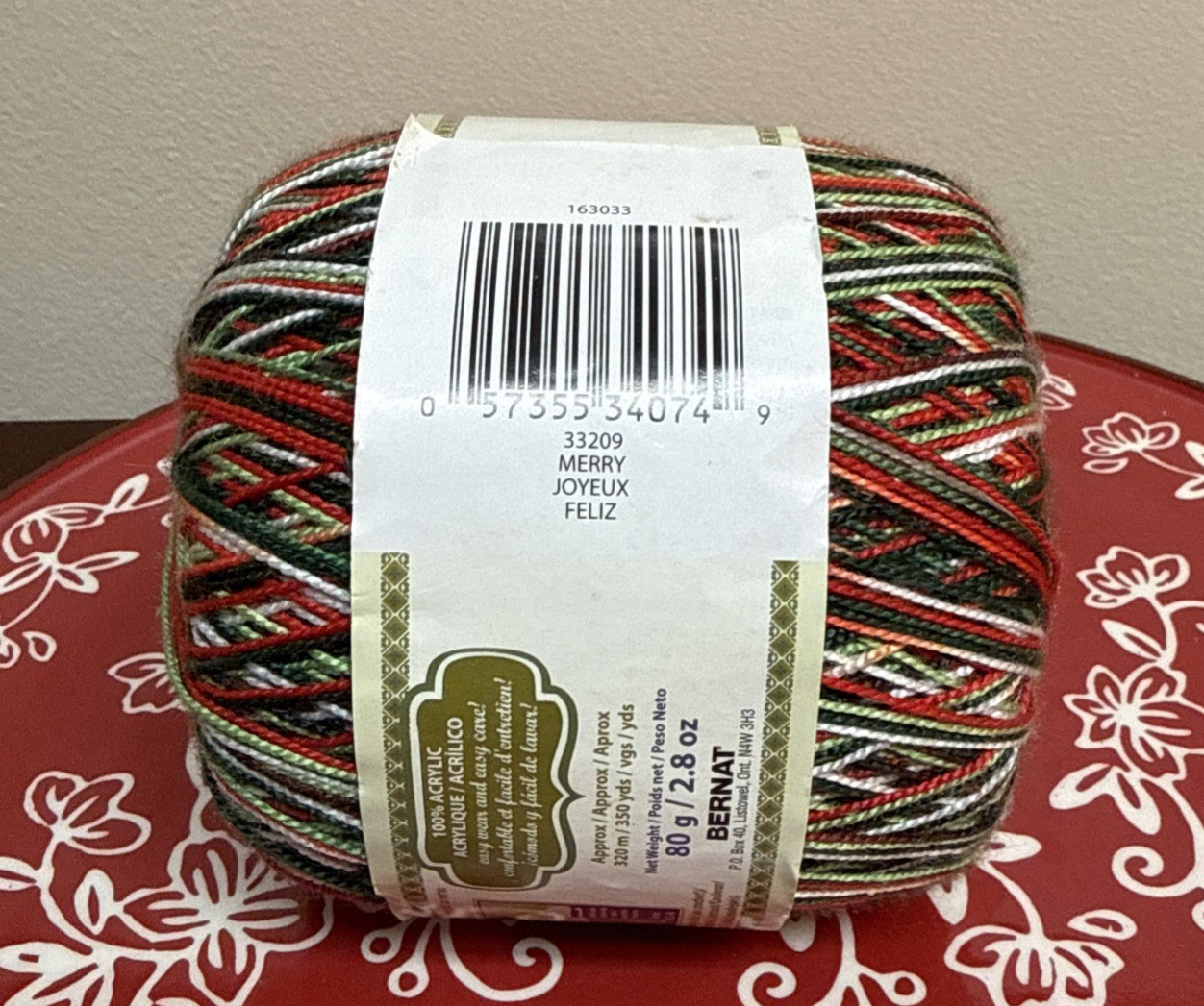 Bernat Handicrafter Crochet Thread 80g 2.8oz Size 5 Color Merry 3320