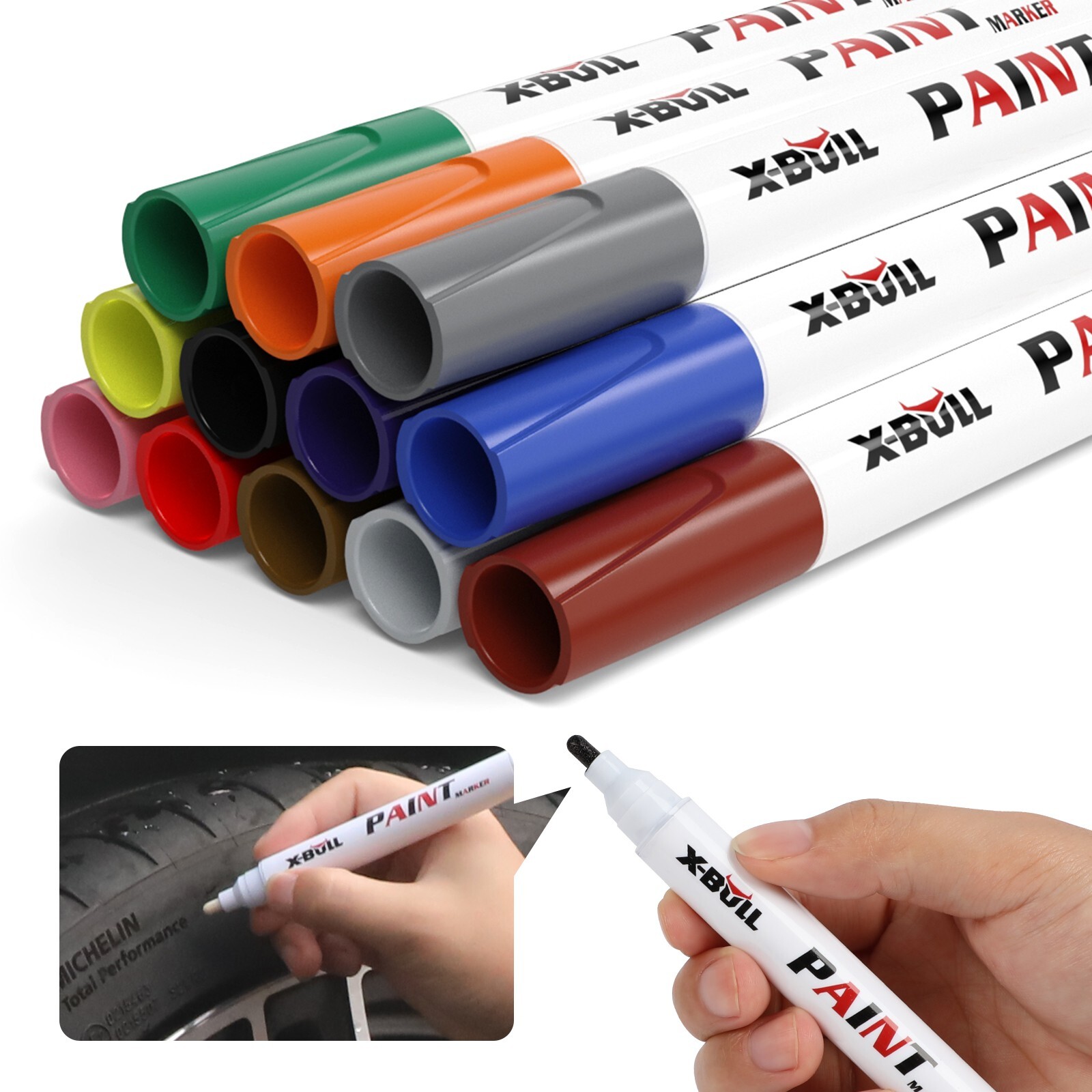 12Pcs Waterproof Permanent Paint Marker Pen For Car Tire Tread Rubber Metal