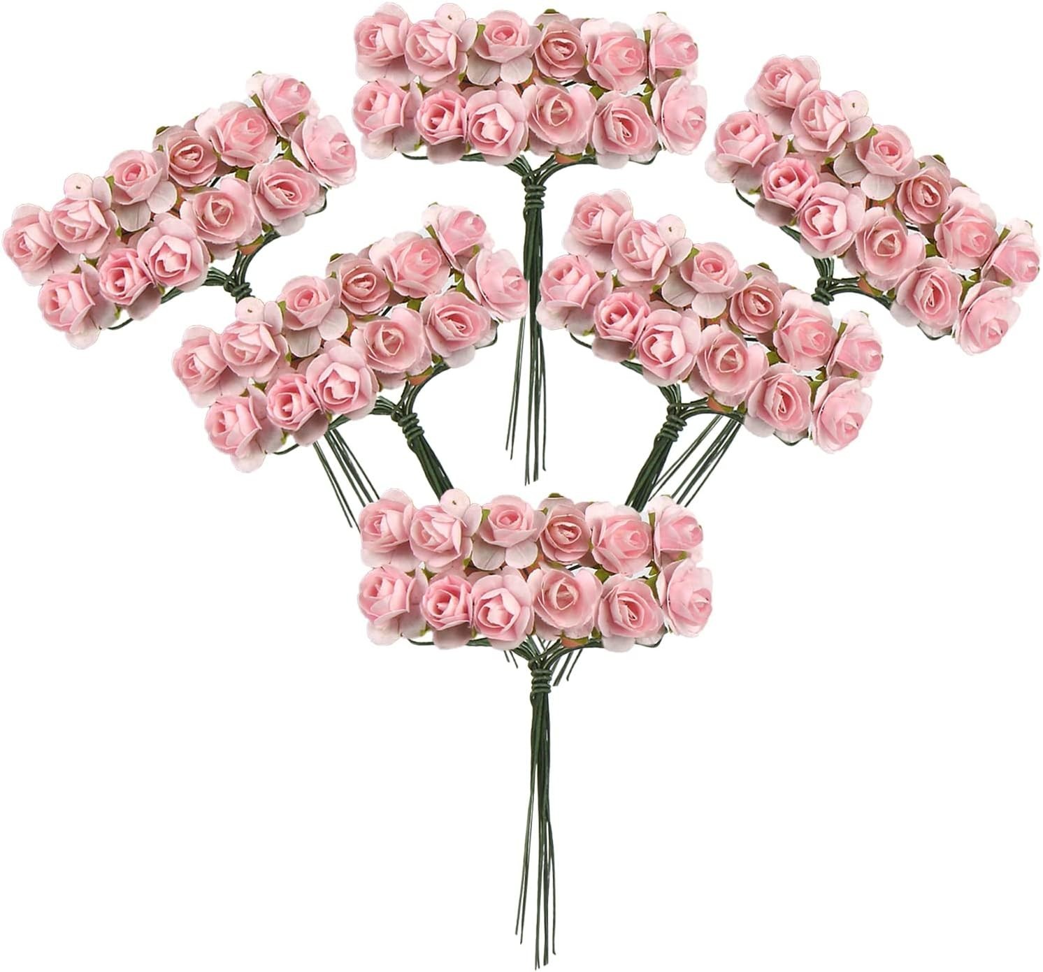 120 pcs Mini Paper Flowers,Mulberry Paper 1/2″ Artificial Rose Flower with St…