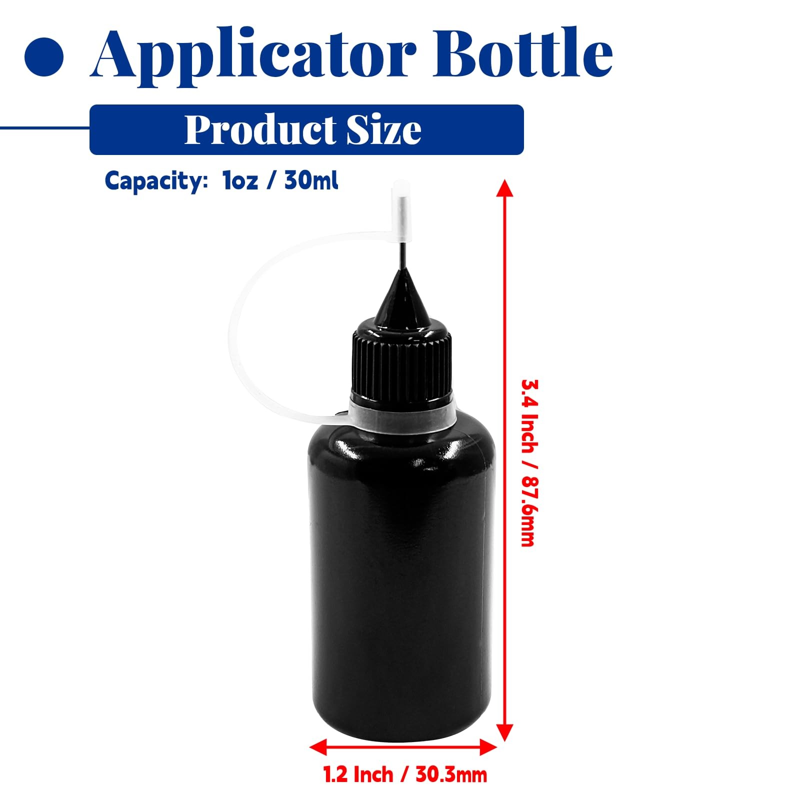 Hordion 12Pcs 1 Oz/ 30ml Black Precision Tip Applicator Bottle, 30ml,