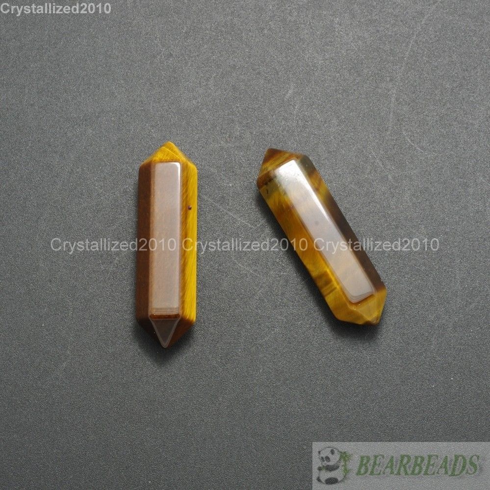 Natural Gemstone Hexagonal Pointed Reiki Chakra Raw Wand Pendant Beads Healing