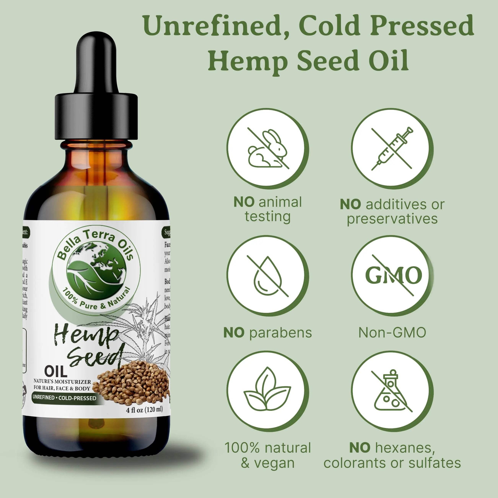 Hemp Seed Oil: Cold-Pressed, Natural, Perfect for Skin, Hair, Wellness