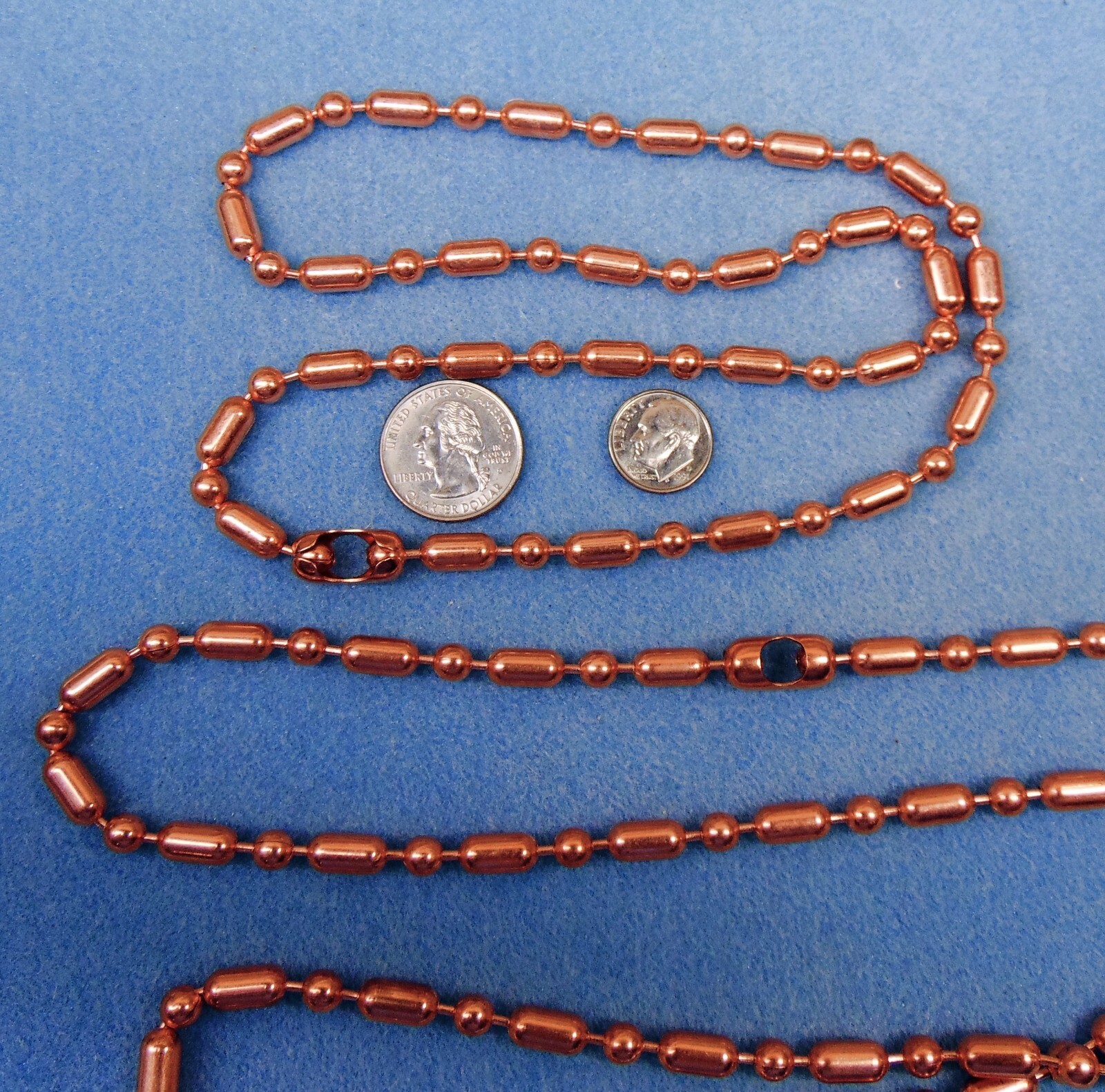 PURE 100% Copper Ball + Bar #13 CHAIN 6.3mm bead ~ Various Lengths + Connectors