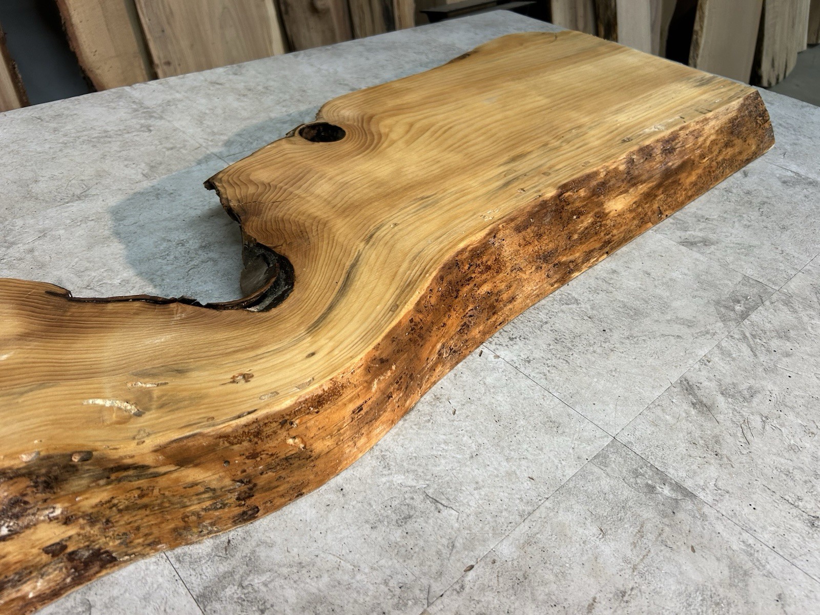 Gnarly Live Edge Pine Wood Slab/ Rustic Shelf or Mantle/Dried Wormy Pine Wood