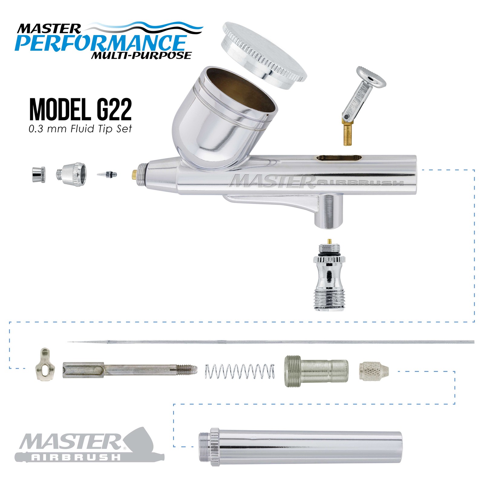 Master Airbrush Air Compressor System Kit, Gravity Feed Dual-Action Airbrush Set