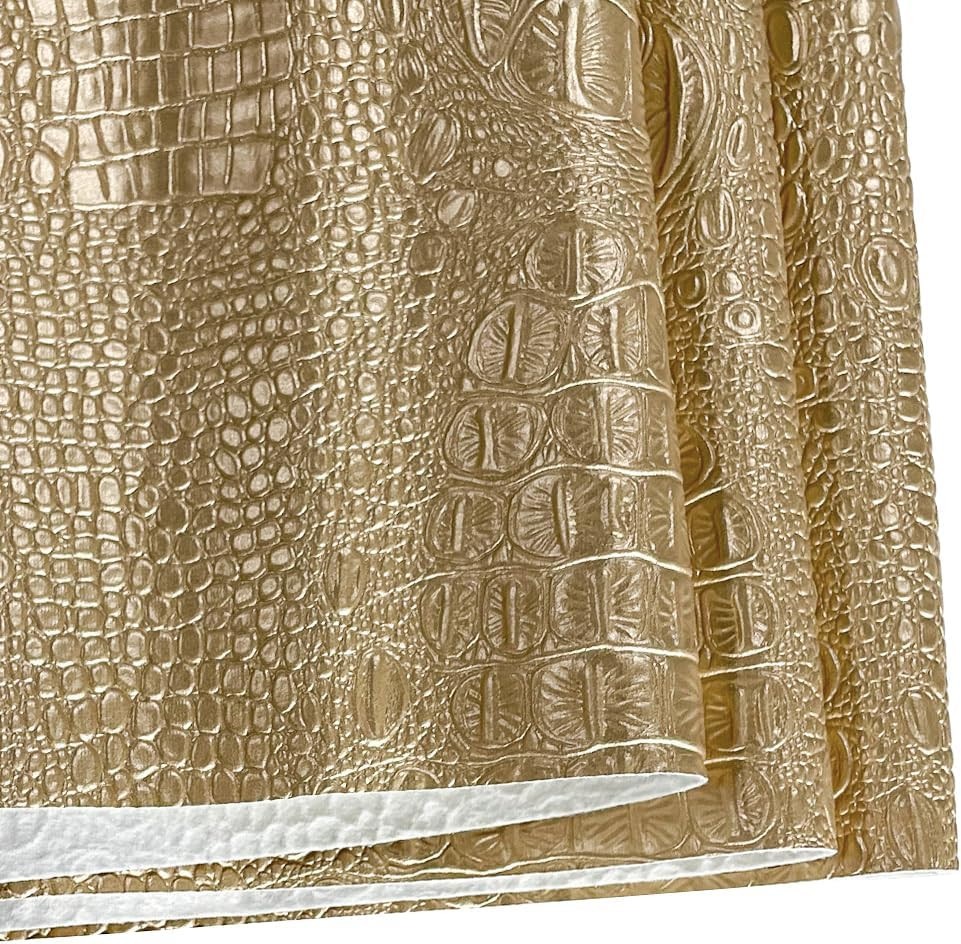 Crocodile Pattern Faux Leather Fabric 36″X54″ Marine Vinyl Soft Alligator Skin S