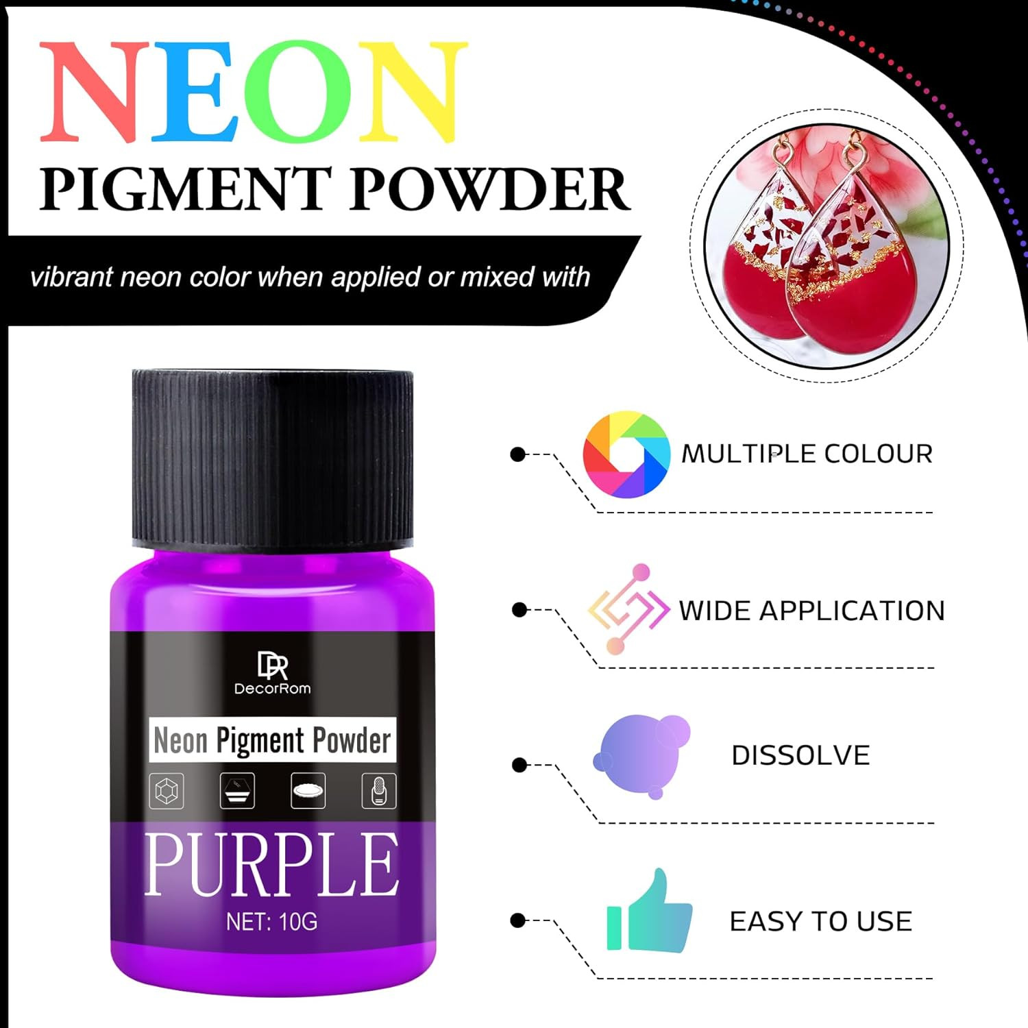 Neon Pigment Powder – 10 Colors Fluorescent Mica Powder for Epoxy Resin