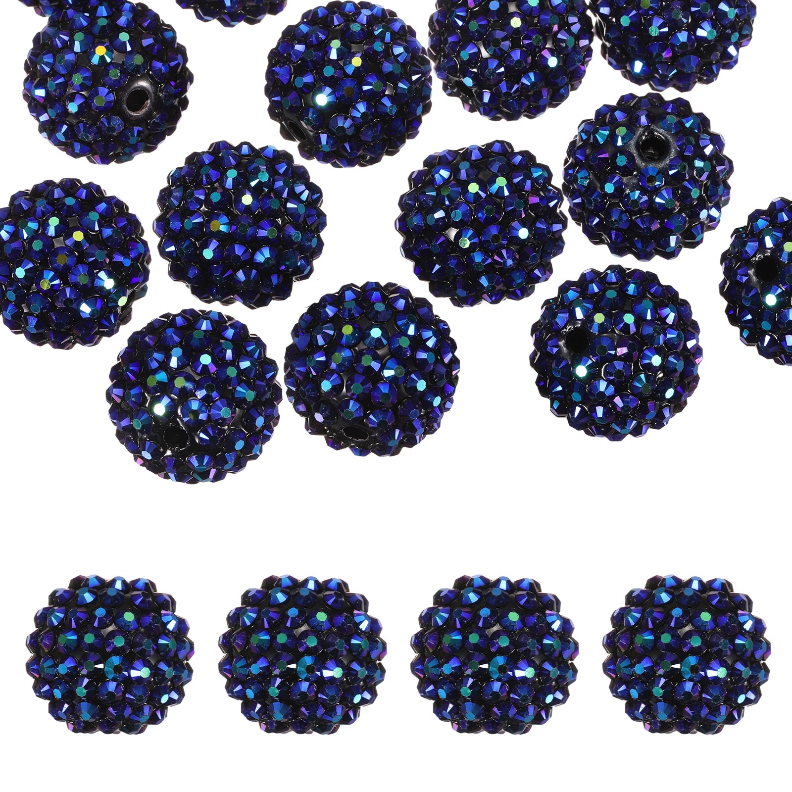 20mm Resin Rhinestone Beads for Beadable Pen, 10 Pack Black AB