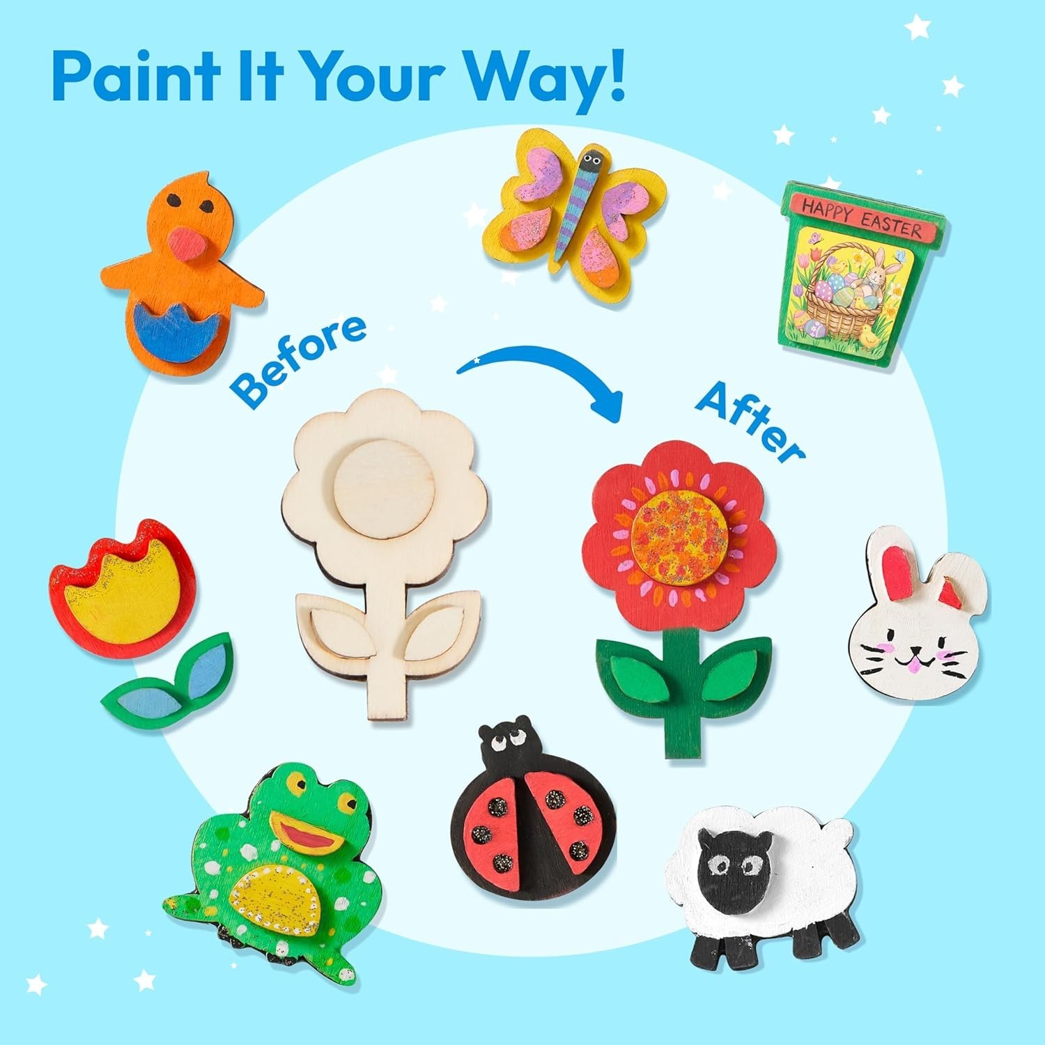 Non-Toxic 12-Piece Wooden Magnet Creativity Kit – Perfect for Kids’ Parties