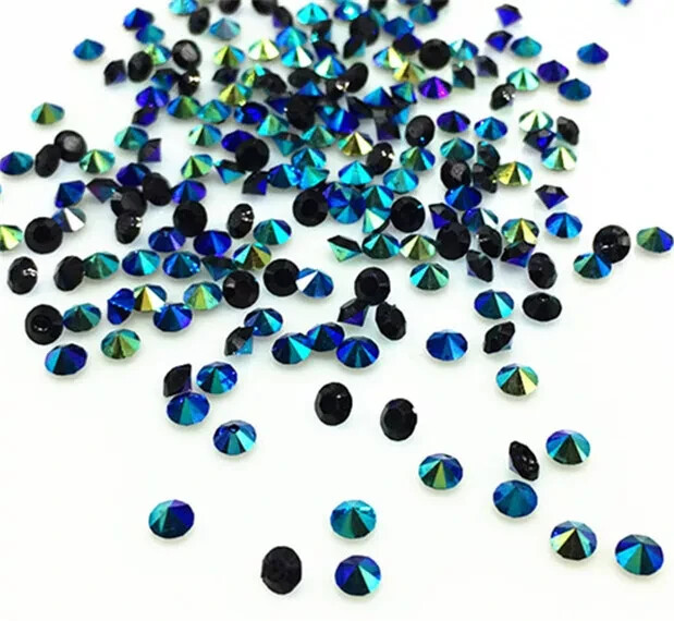 500 Pieces – 3mm black – AB Crystal – Pointed Bottom, flat tops, NEW beads