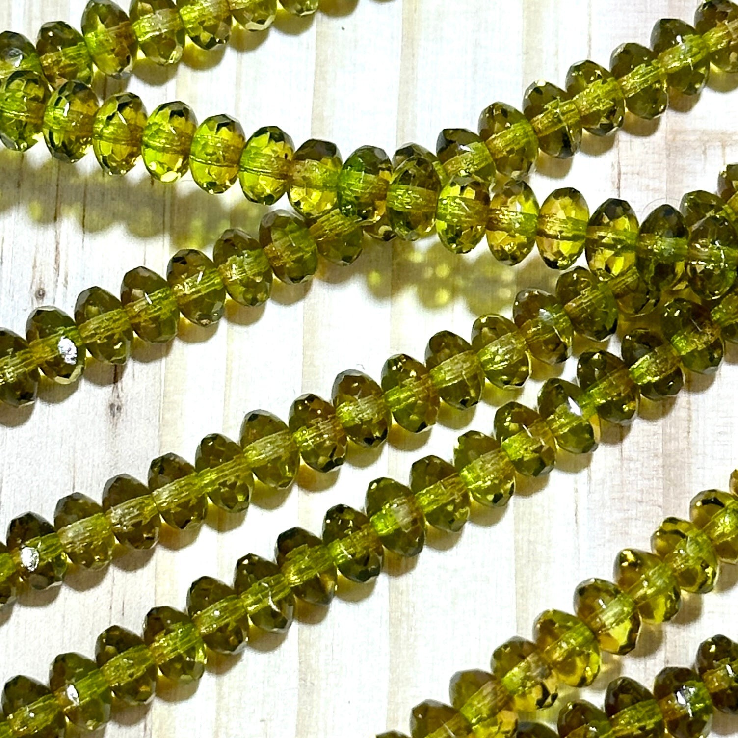 Czech Glass Rondelle Spacer Beads 4x7mm Tropical Topaz 2-tone donut 42pcs J787
