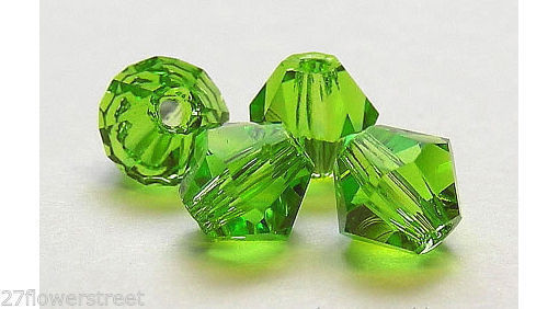 Czech Bicone Crystal Beads Peridot light green Rondelle Diamond