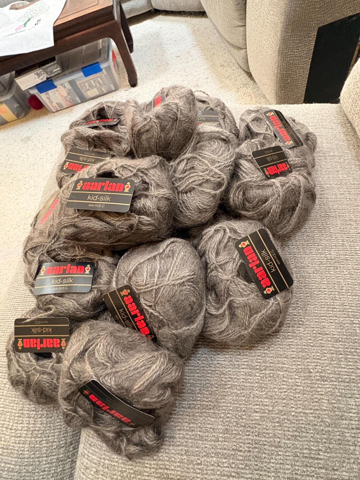 19 Skeins Aarian Kid-Silk Yarn- 80%Mohair,20%Silk-Batch C 5809-Rare Find