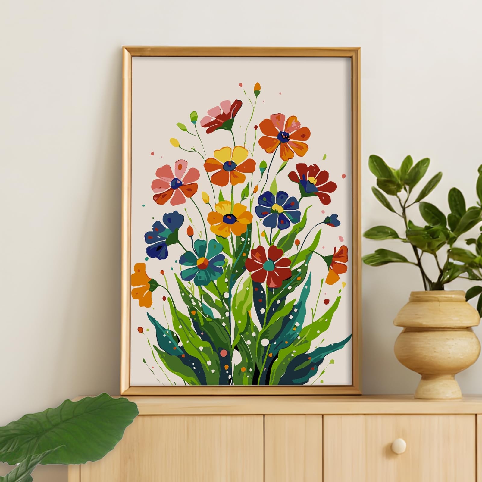 Framed Paint by Numbers Kit for Adults Beginner & Kids Ages 10-13, Flowers Easy
