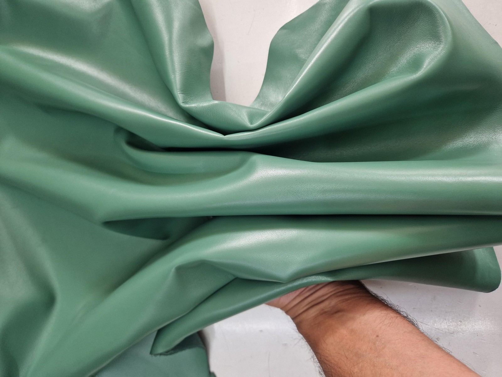 Sheep leather color viridian green, genuine Nappa lambskin leather for crafts