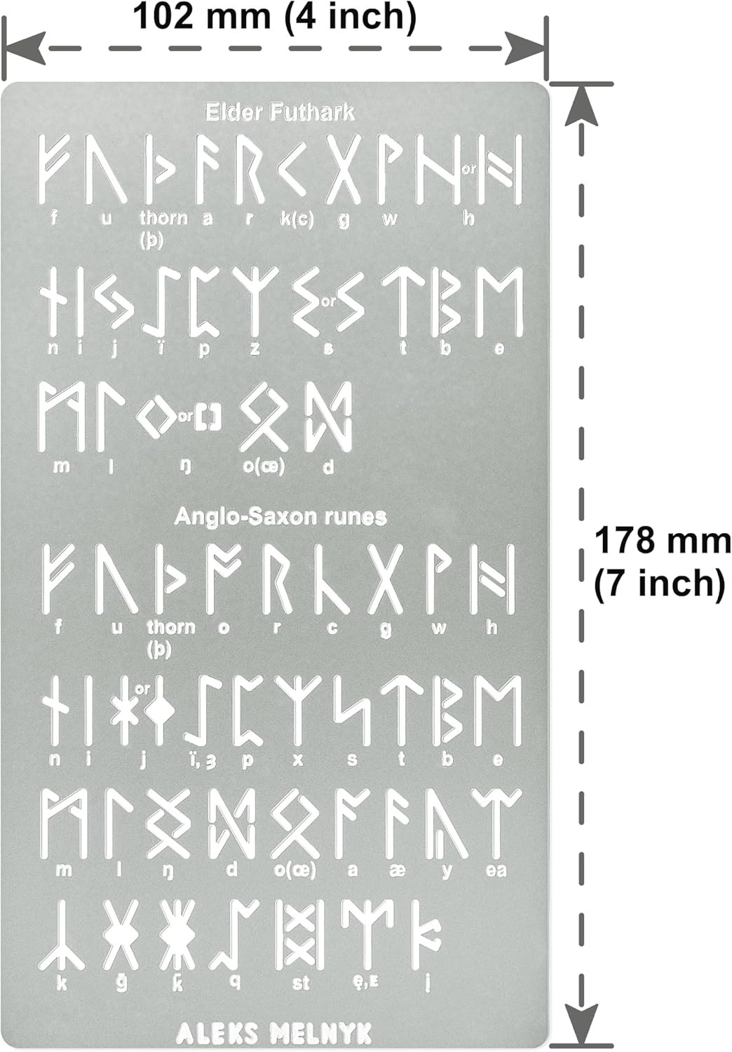 No.409 Metal Stencil, Elder Futhark, Anglo-Saxon Runes 0.5In, Ancient Alphabet,