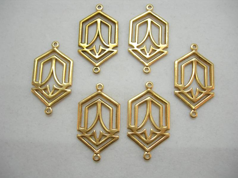 Raw Brass Drops Earring Findings Stampings Art Deco – 6