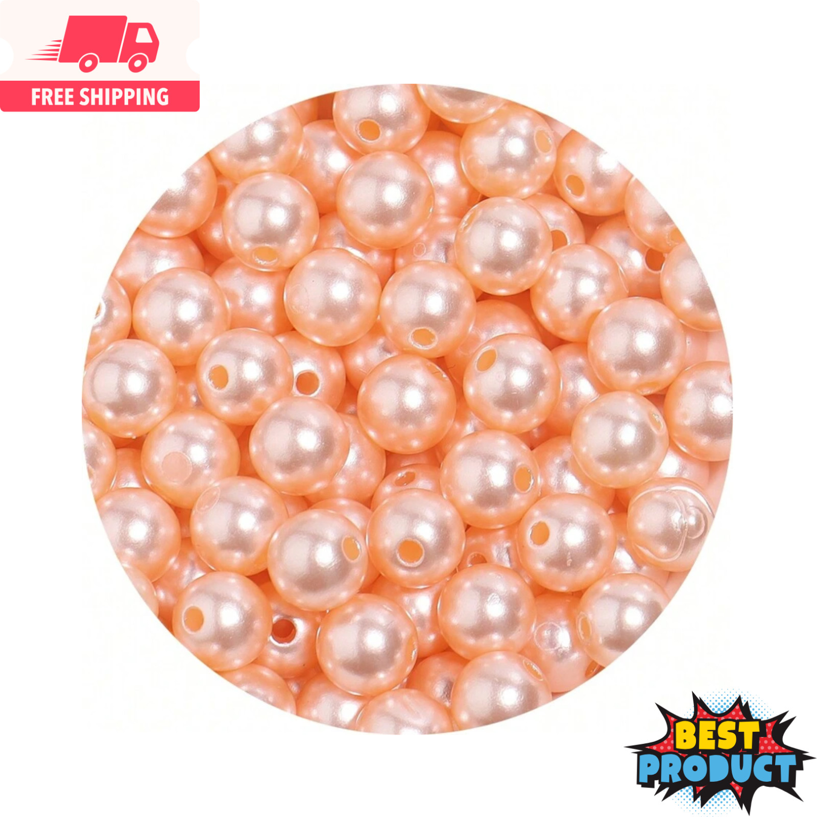 1000x Faux Pearl Beads Colorful Straight Hole 3-10mm Beads for Making Jewellery
