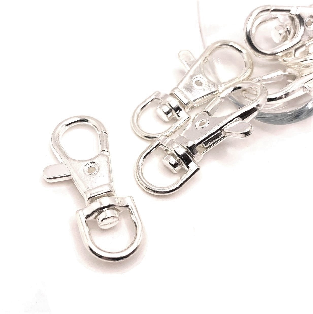 Bright Silver Swivel Lobster Clasps Lanyard Clips, 15×37 mm – US Seller