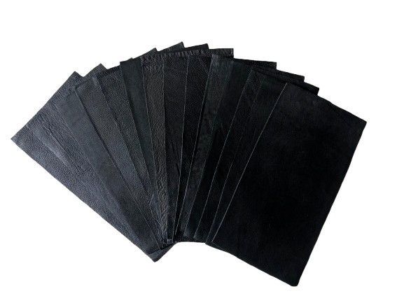 Genuine Cow Black Full Grain Leather for Crafts,1 lb Bag of 10×5″ Leather Sheets