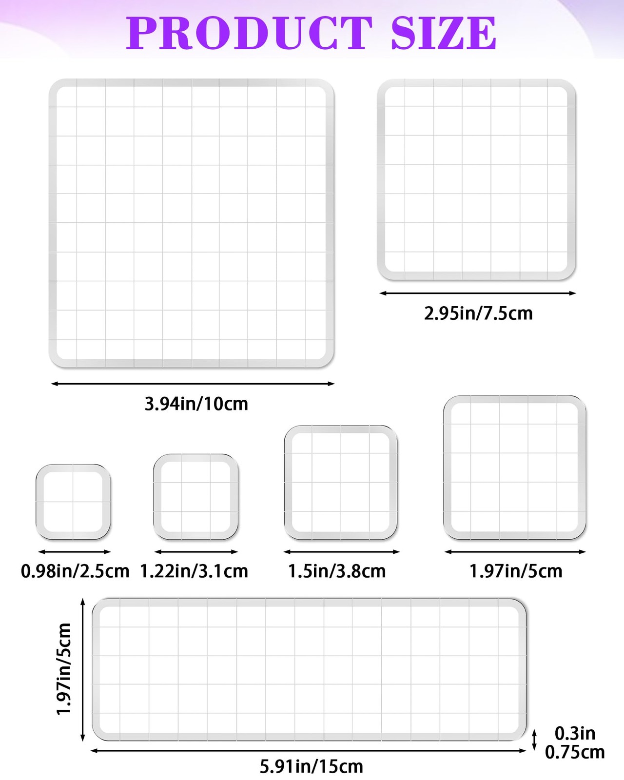 7 Pieces Acrylic Stamp Block, Assorted Sizes Clear Stamping Blocks Tools with…