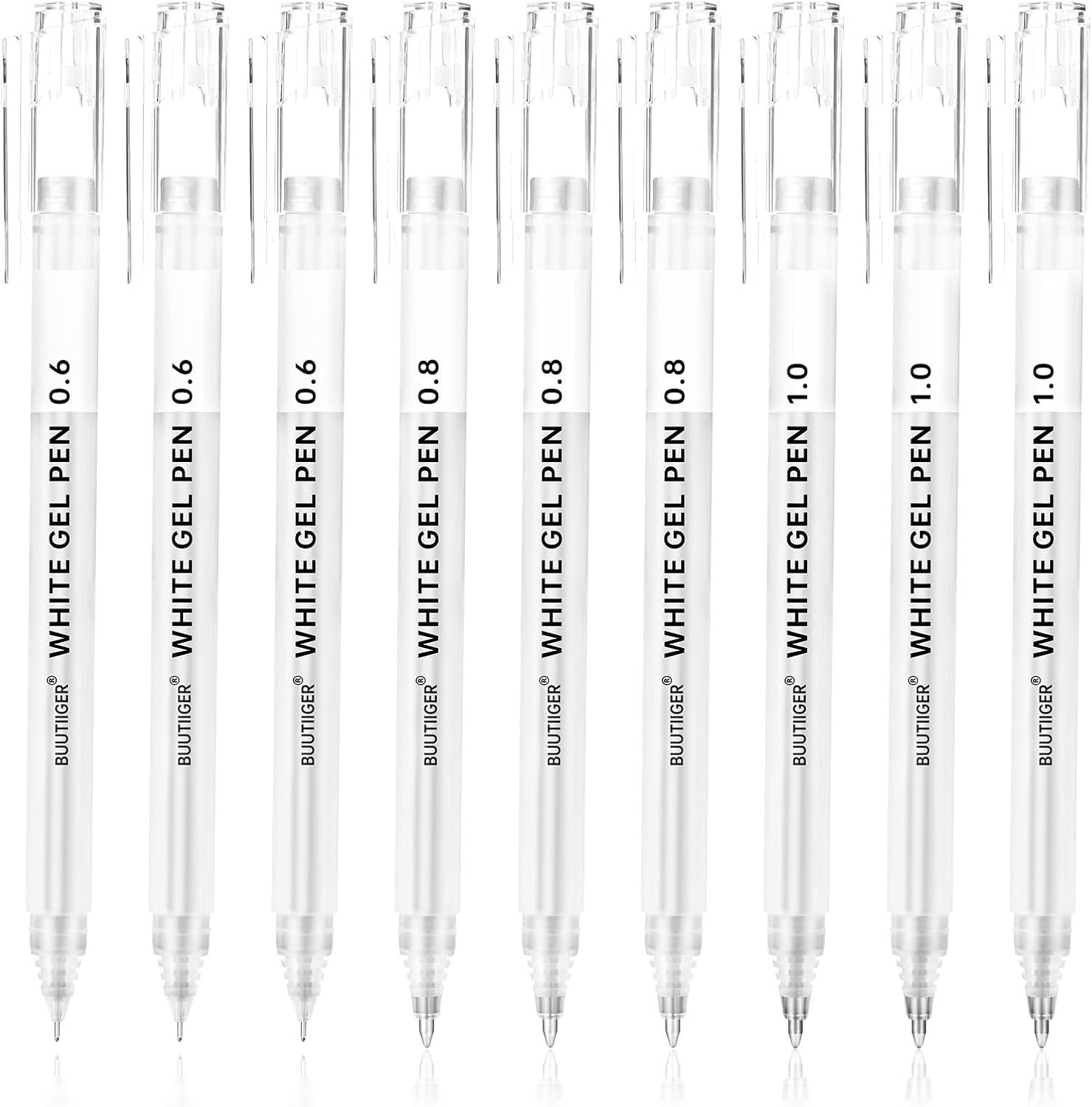 BUUTIIGER White Gel Pens – 0.6/0.8/1.0mm Fine Point Opaque White Archival Ink