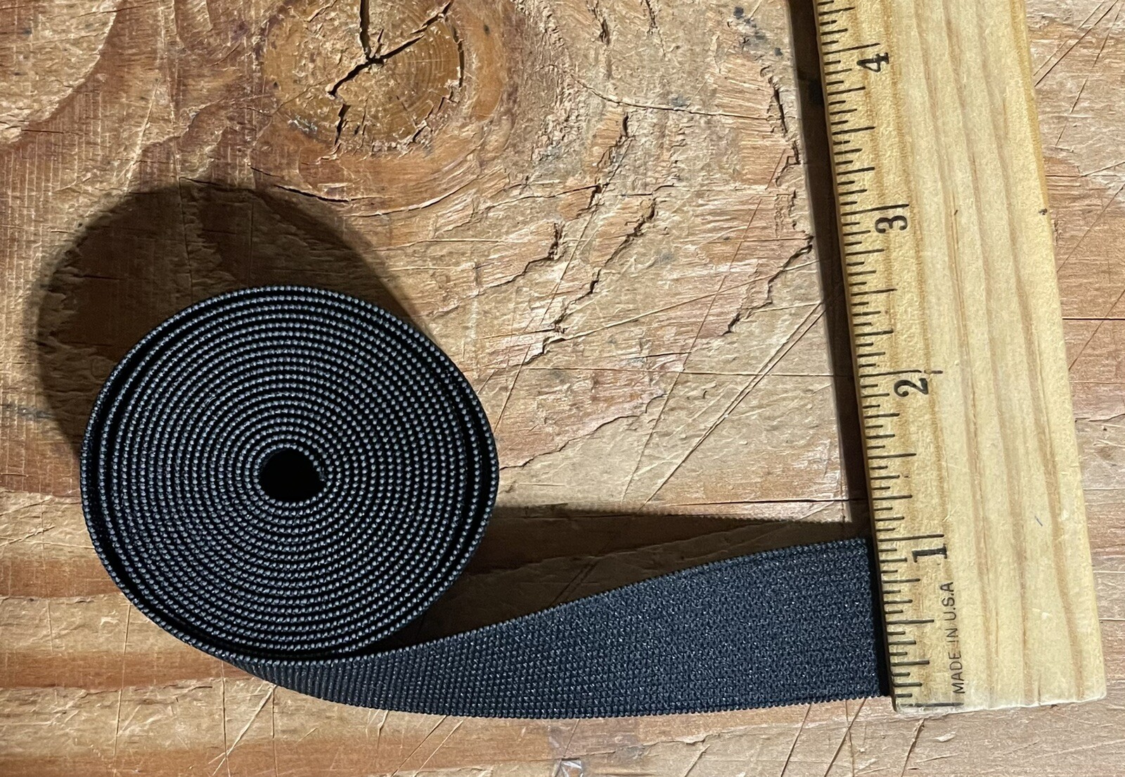 2 YARDS – BLACK KNITTED ELASTIC ROLL – 1” Wide Mask Stretchy – Inch Band USA