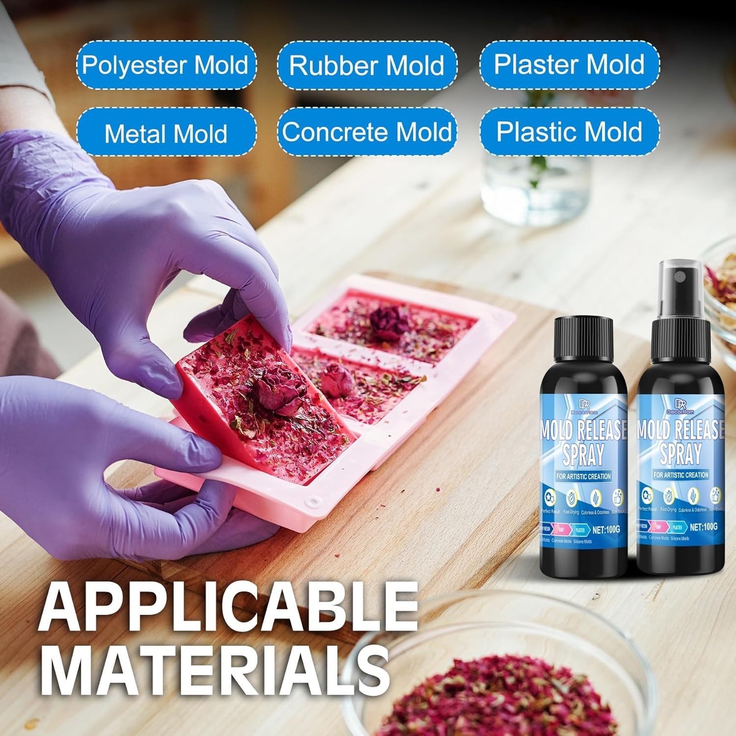 Mold Release Spray, 7oz Silicone Mold Release Spray, Water Based Fast Drying Odo
