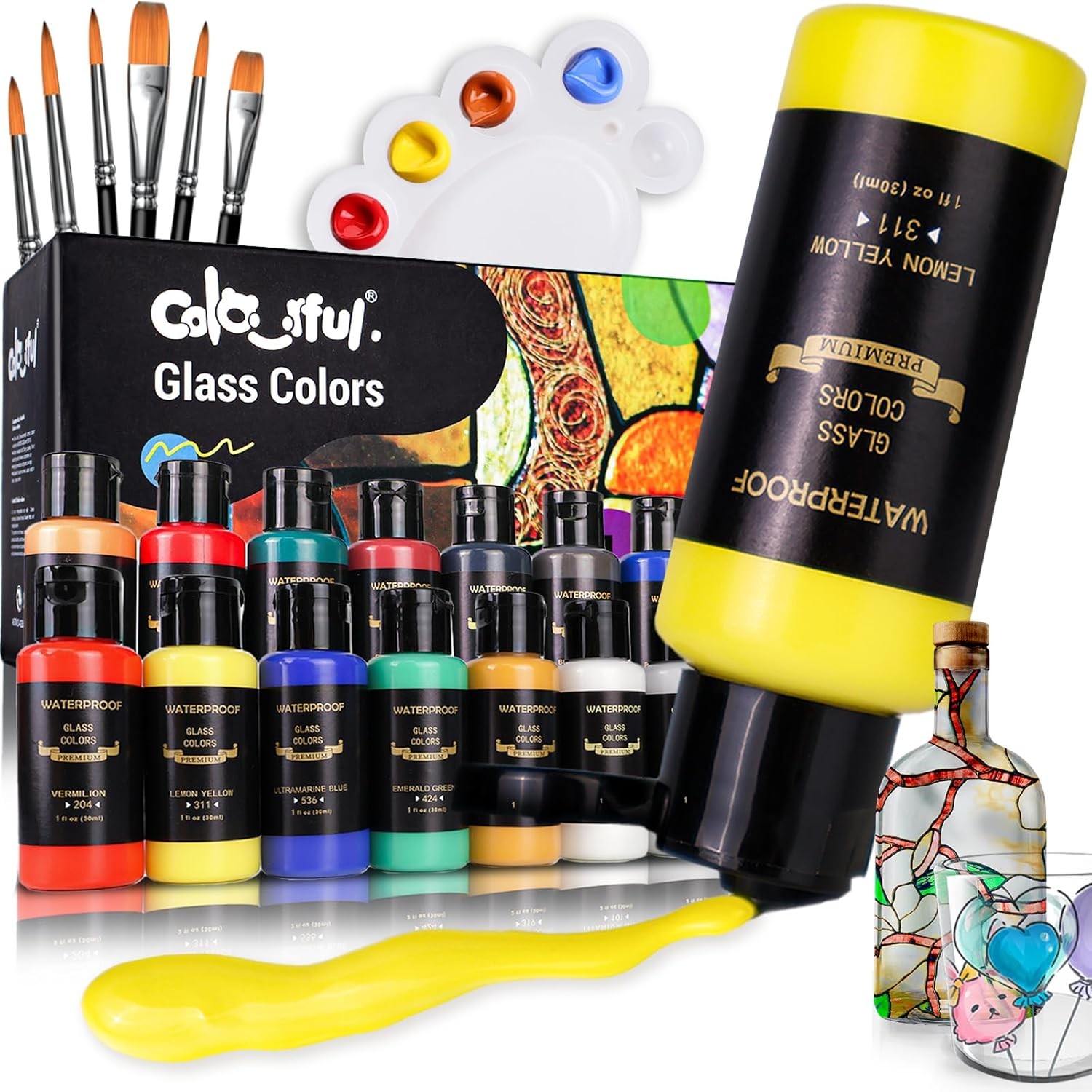 Colorful Stain Glass 1 Fl Oz (Pack of 1), 14 colors（1FL OZ）