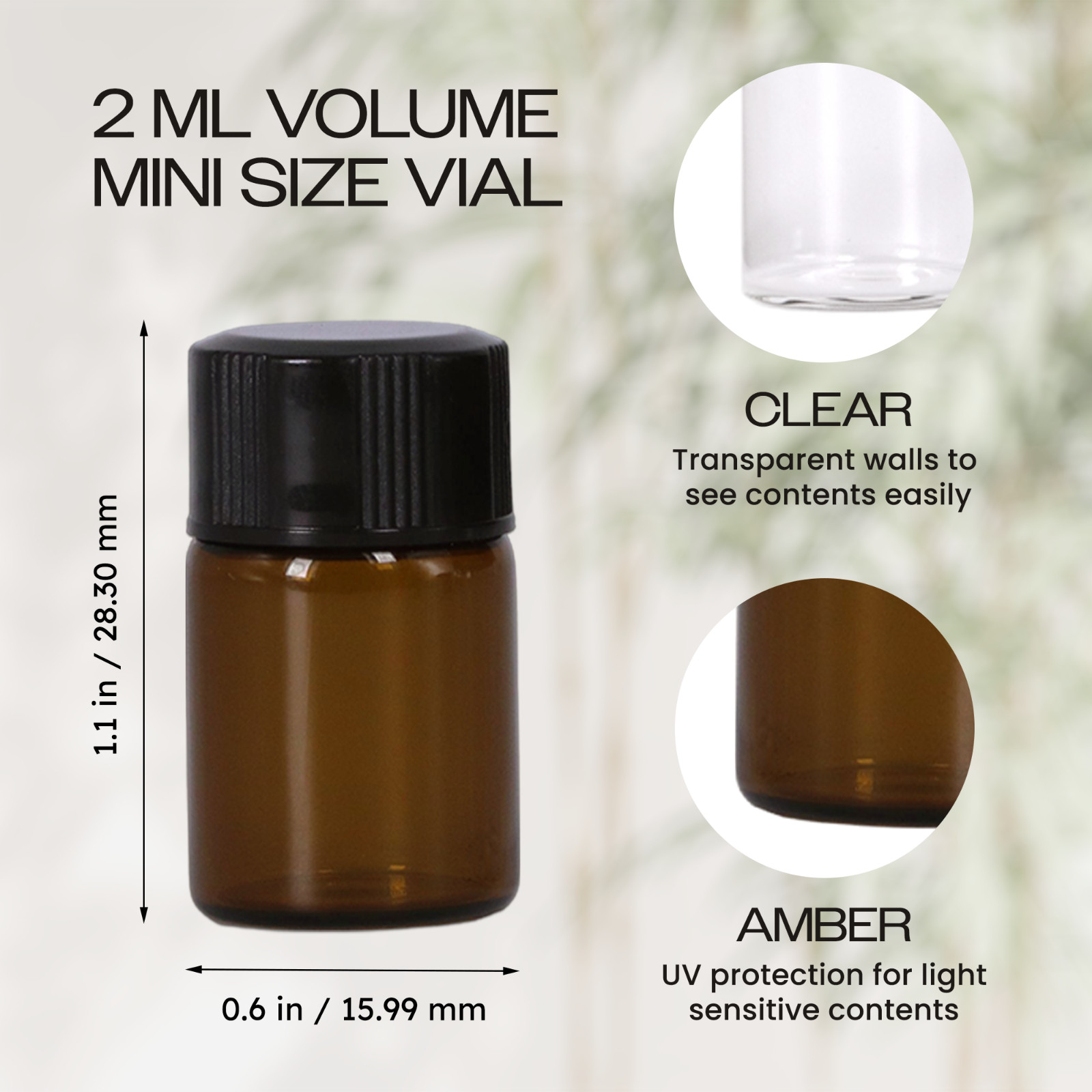 USA 60 Bottles 2ML Essential Oil Perfume Sample Glass Bottle with Reducers