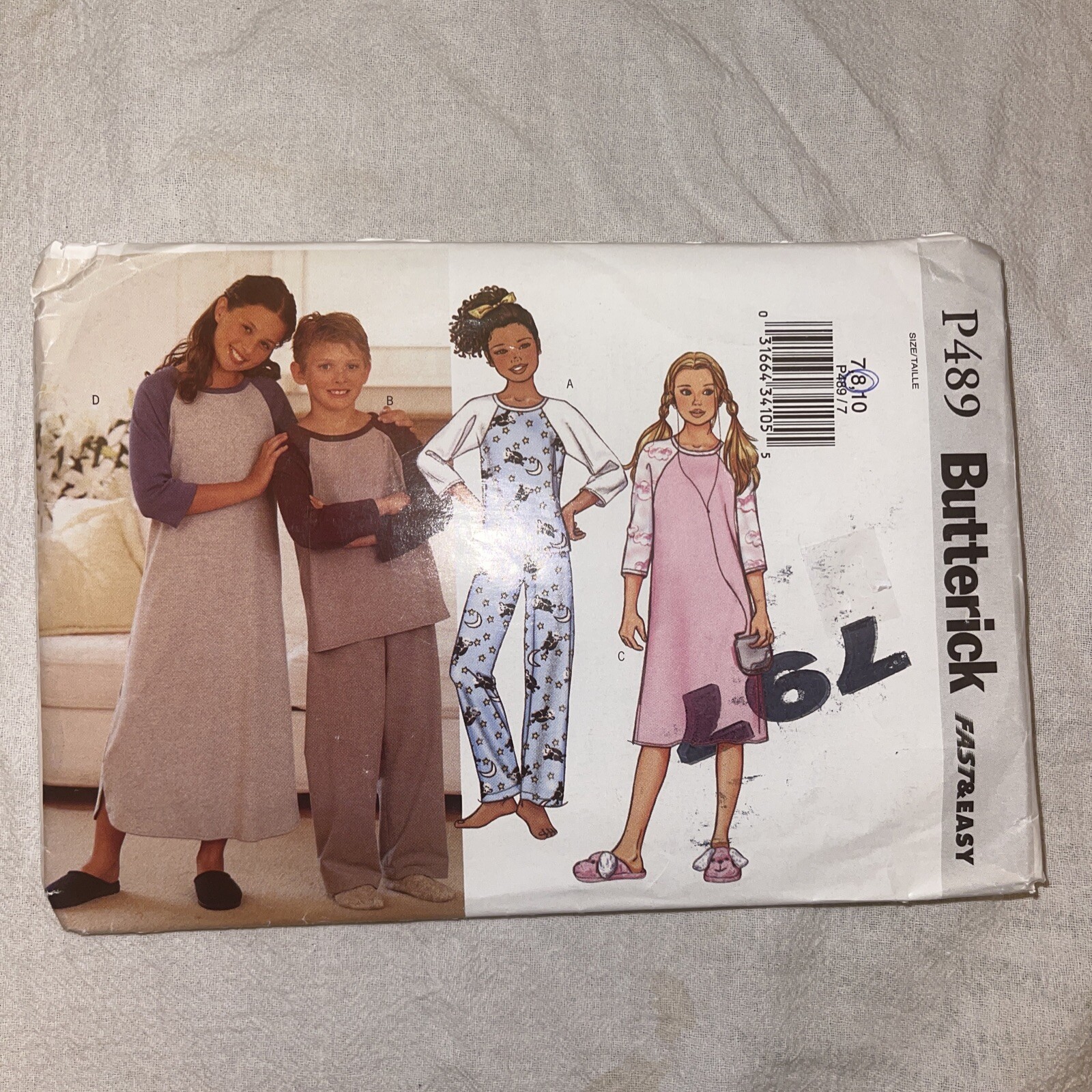 Butterick P489 3320 Pattern Top Gown Pants Size 7 8 Child Precut 2001