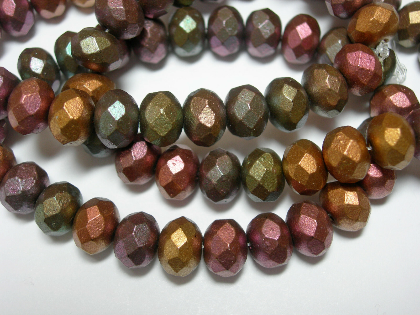 25 8x6mm Metallic Multi Color Czech Glass Picasso Rondelle beads