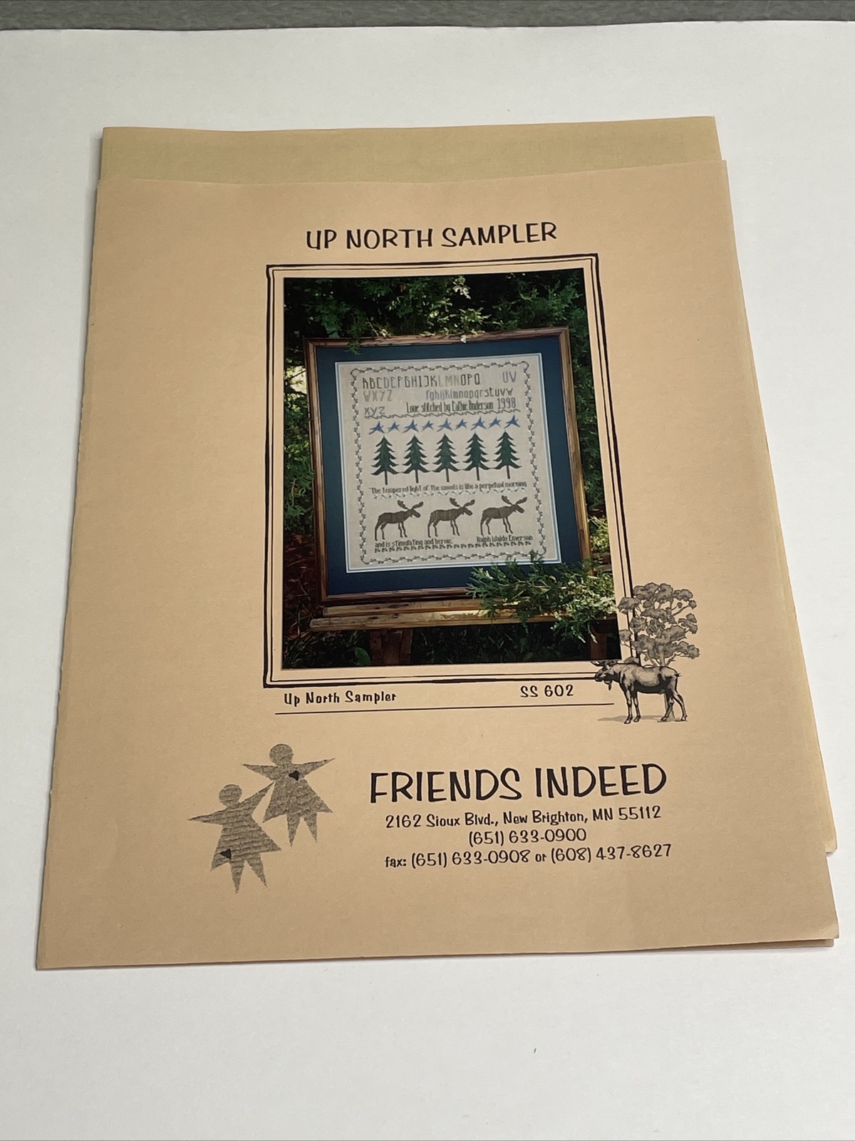Up North Sampler by Friends Indeed Cross Stitch Pattern SS602 Moose & Trees