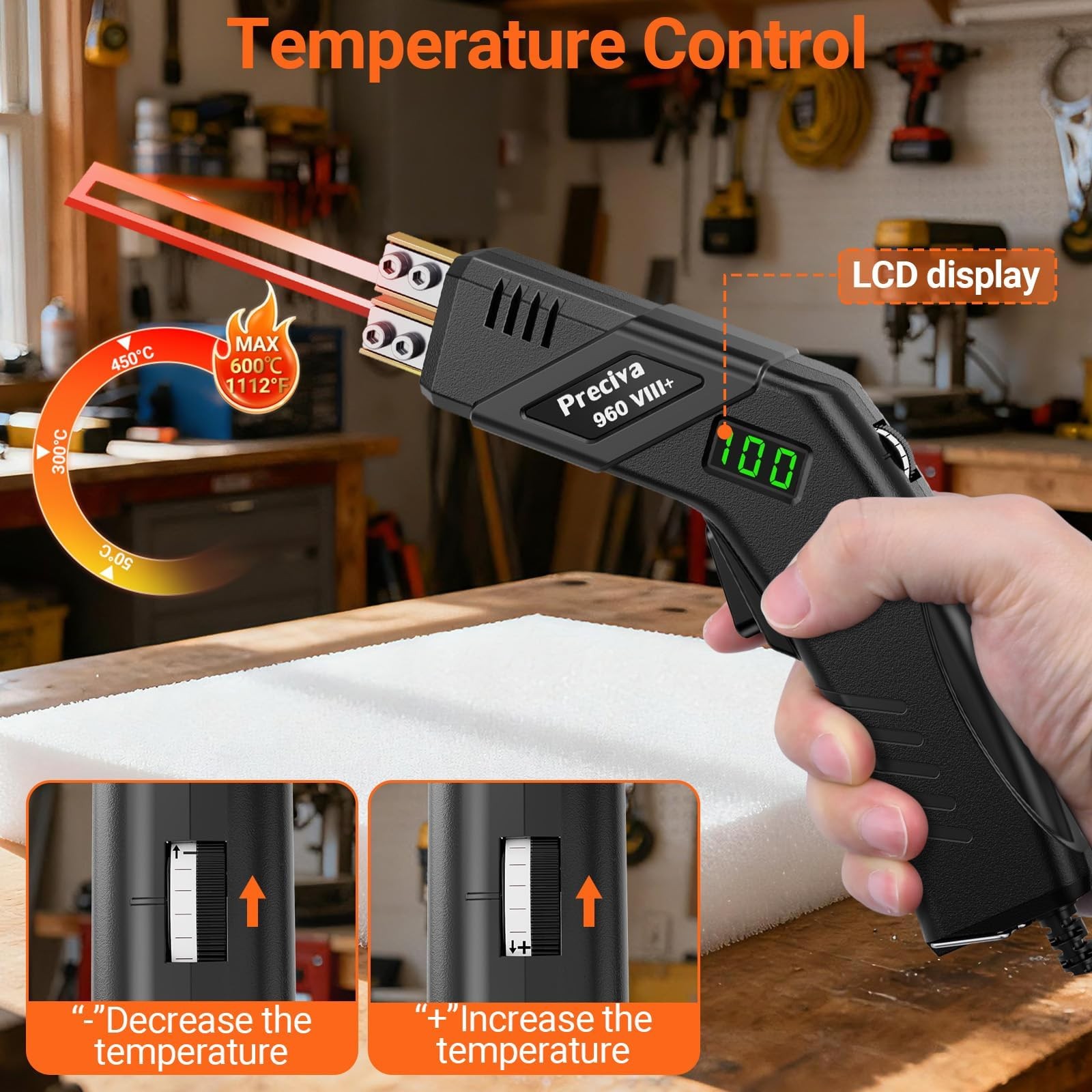 Electric Foam Cutter Hot Knife Digital Display 20 Temp Adjustable Preciva Tool
