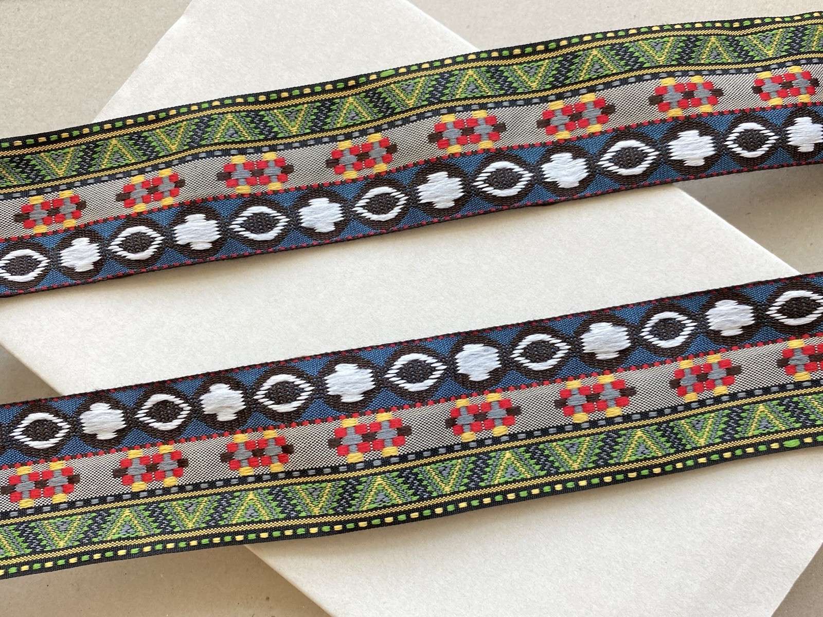2 Yards Multicolor Jacquard Ribbon Trim for Sewing/Crafts/Belts/JG02/1.5″ Wide
