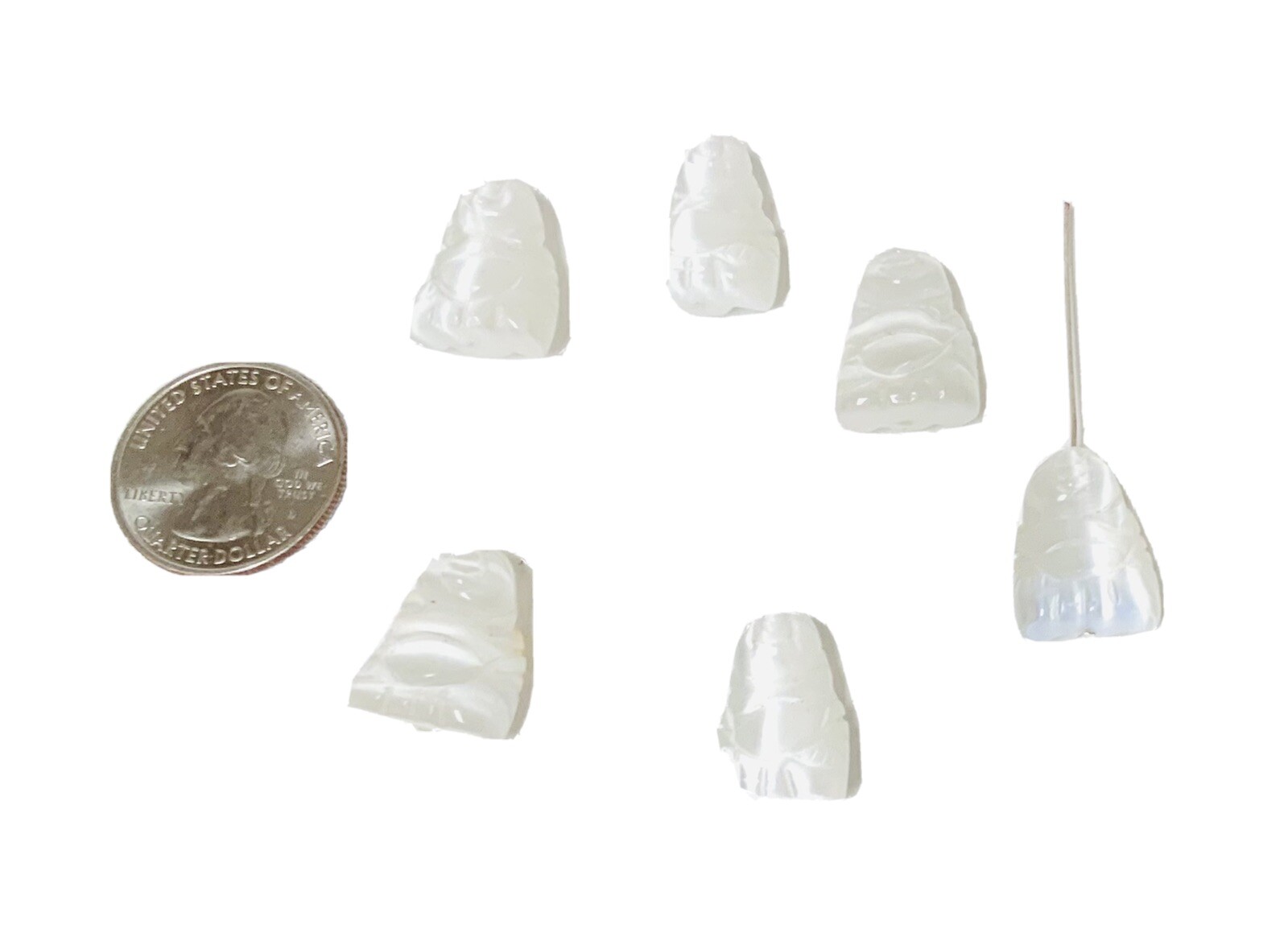 Hand Carved Fiberoptic White Cat’s Eye glass Buddha Beads(you Are Buying TWO)