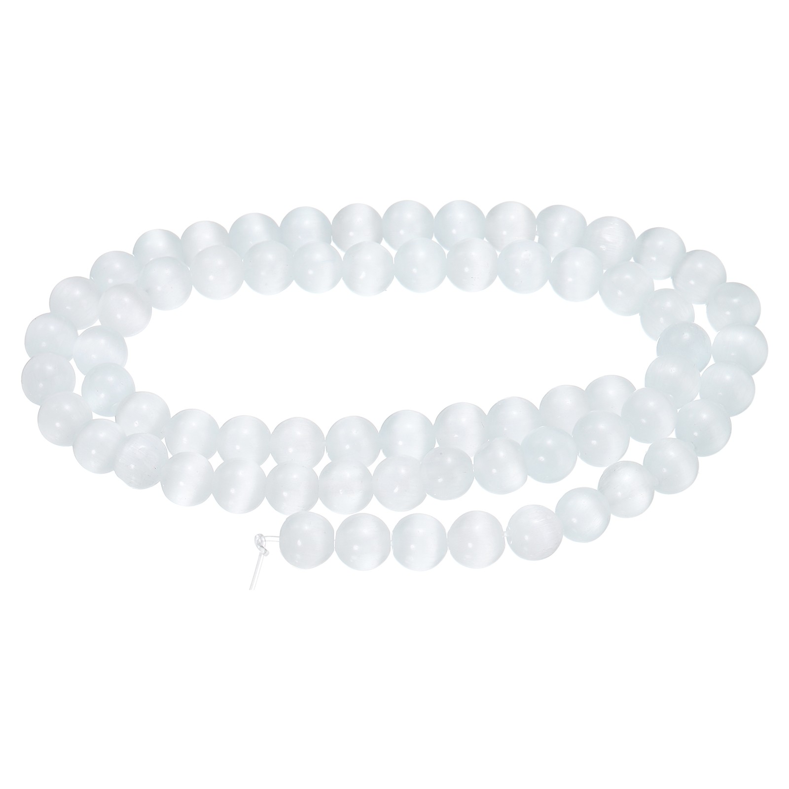 65pcs White Cat’s Eye Stone Beads 6mm Round Crystal Loose Bead