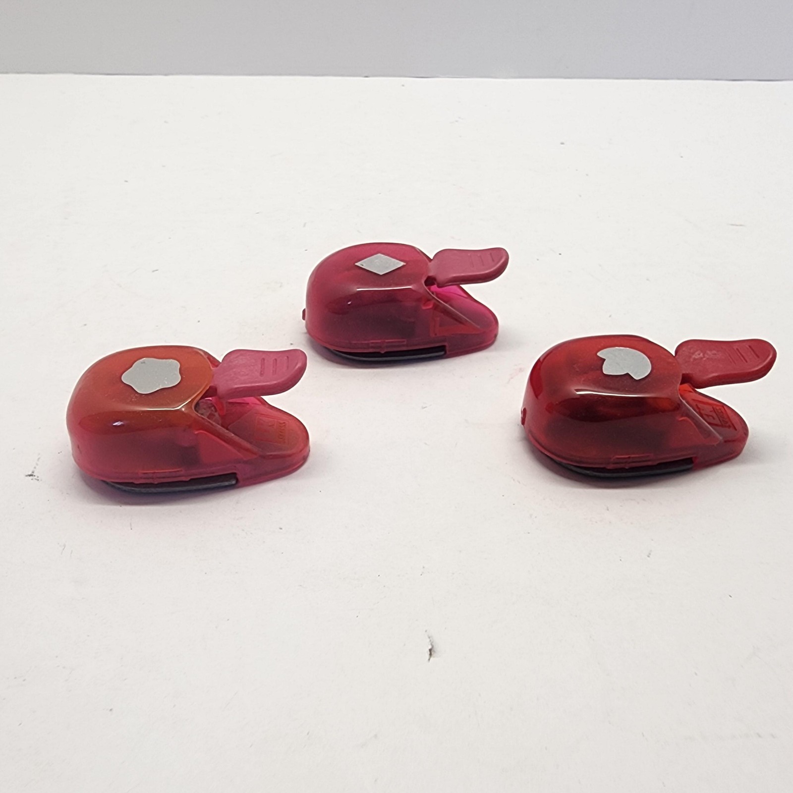 Red Mini Shape Craft Punch Lot Tulip Flower Diamond Circle Less Than 1 Inch