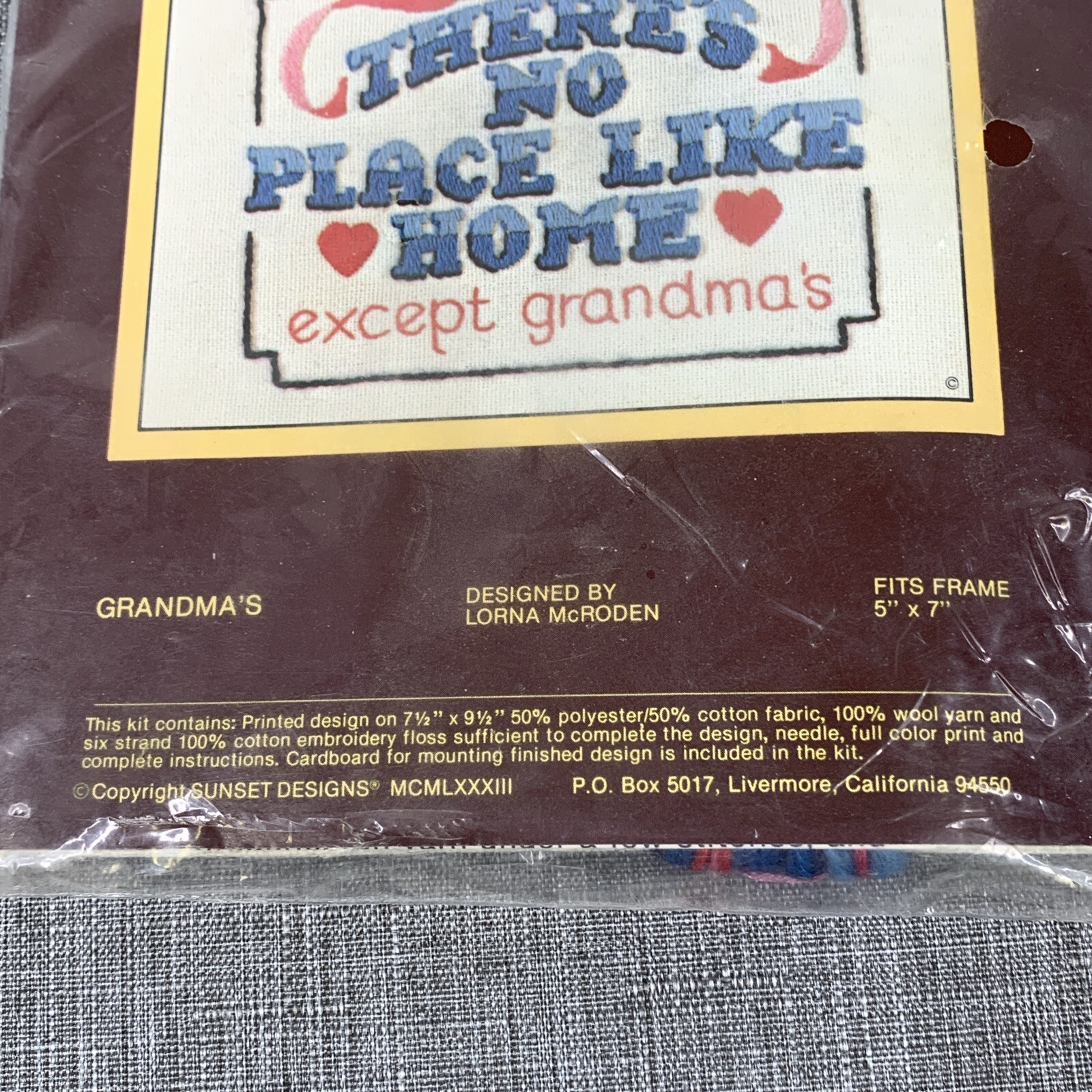 No Place Like Home Except Grandma’s 1983 Sunset Stitchery Kit 719 Size 5″ x 7″