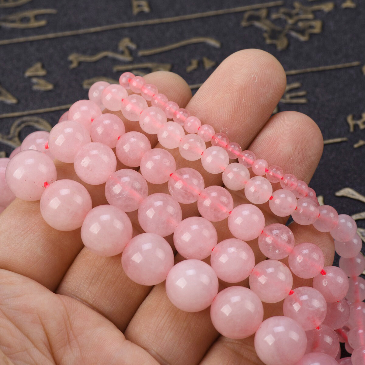 Round 4mm 6mm 8mm 10mm 12mm 14mm Artificial Rose Quartz Gemstone Loose Beads