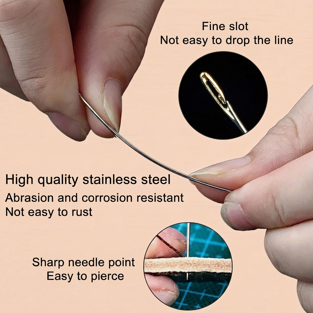 30Pcs Self-Threading Needles Set Easy Thread Sewing Tool Wooden Holder DIY Craft