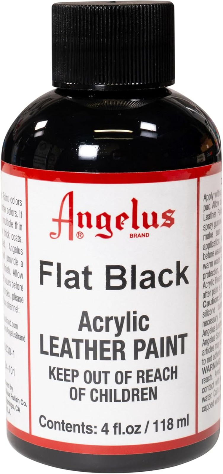 Acrylic Leather Paint Flat Black 4 Fl oz For Shoes Sneakers Canvas Vinyl Repair