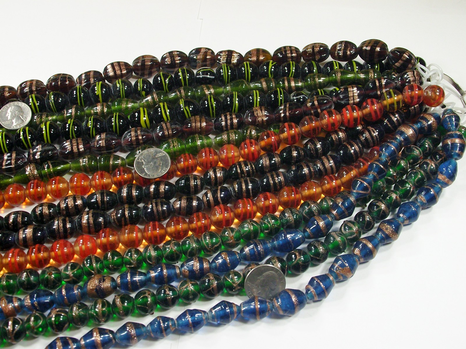 14 Strands (15″) Assorted Closeout India Handmade Glass Beads Lot (MQD-3)⭐