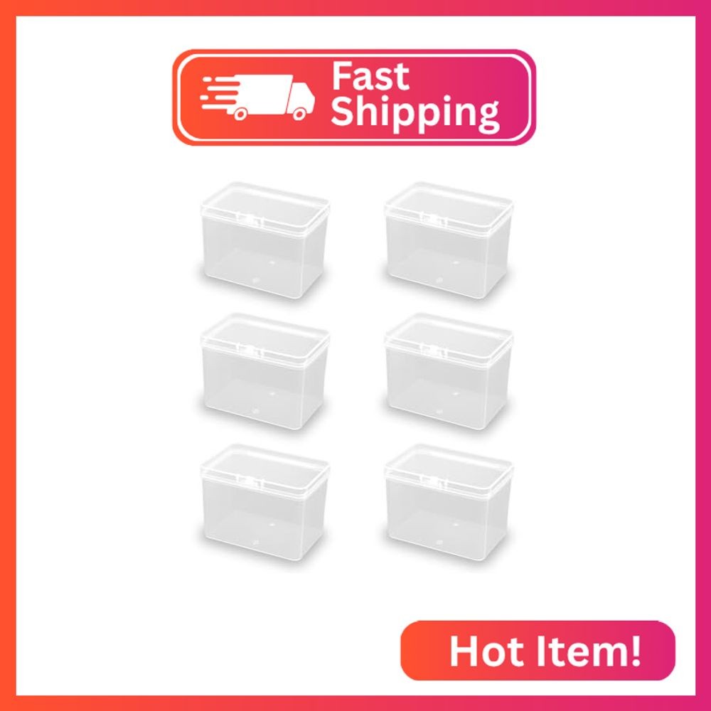 Farmer Mani 6 Pack Rectangle Plastic Clear Storage Containers Box (3.54 x 2.32 x